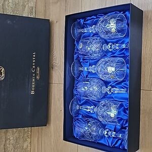 Bohemia  Crystal Henry Marchant 6 Wine Glasses